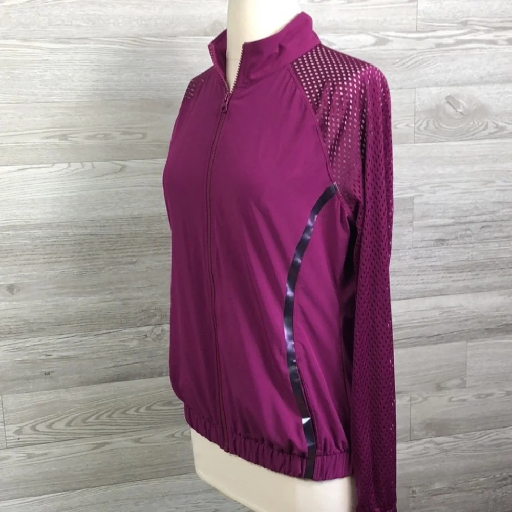 Z by Zella Athletic Full Zip Jacket Fuschia Medium Mesh Lightweight Pink - Picture 2 of 9